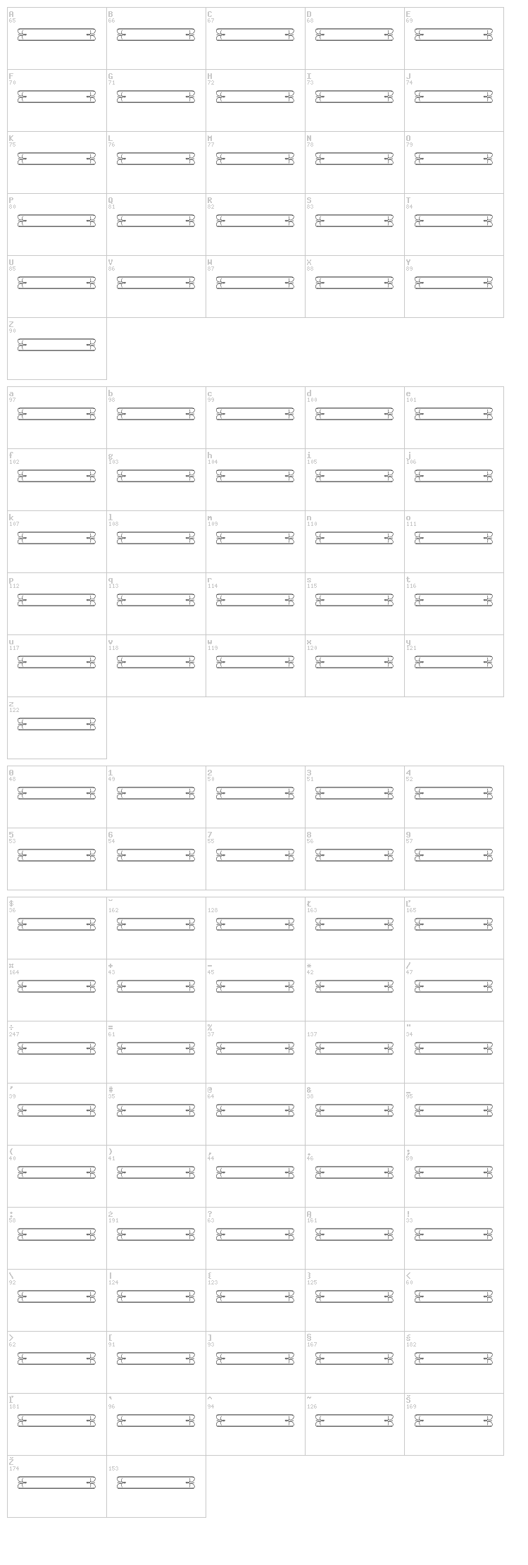 Vintage Panels 014 font map